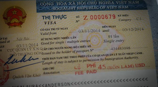 Vietnam Visa passport page.